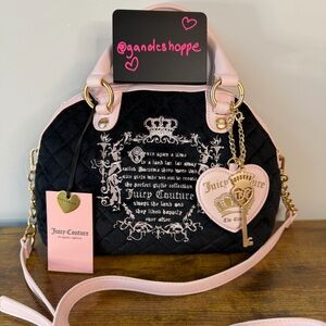 New Juicy Couture Juicy Tale Black Pink Satchel Crossbody Handbag Cute Y2K